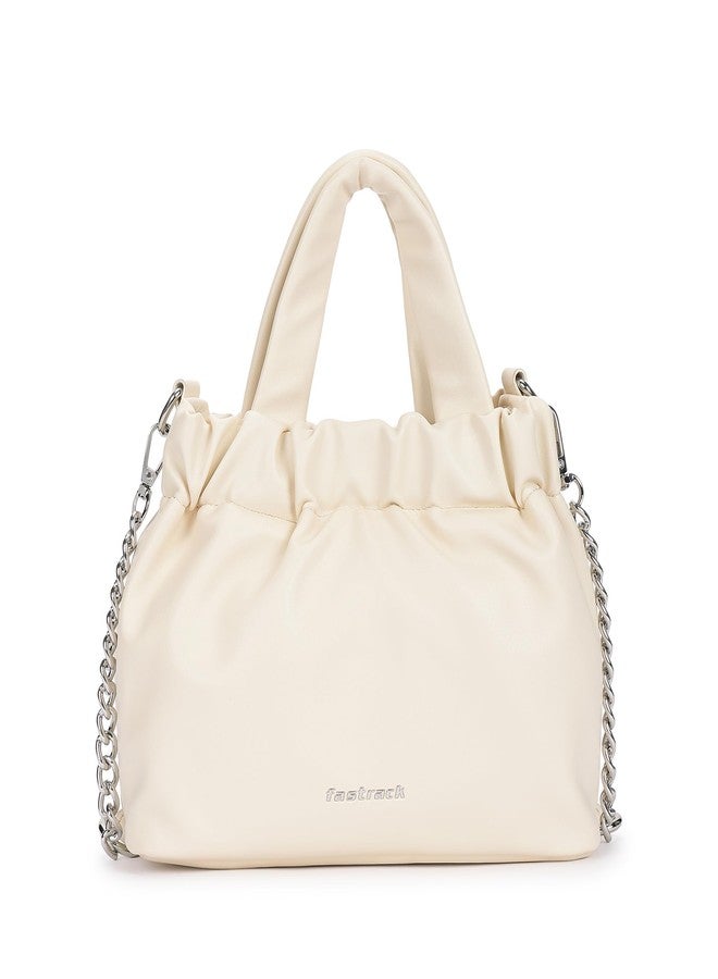 Fastrack Ruched Sling Bag for Women | Compact Faux Leather Crossbody with Detachable Chain Strap, Magnet Closure and Inner Pockets | Minimalist Everyday Sling for Casual and Evening Looks - Image 1